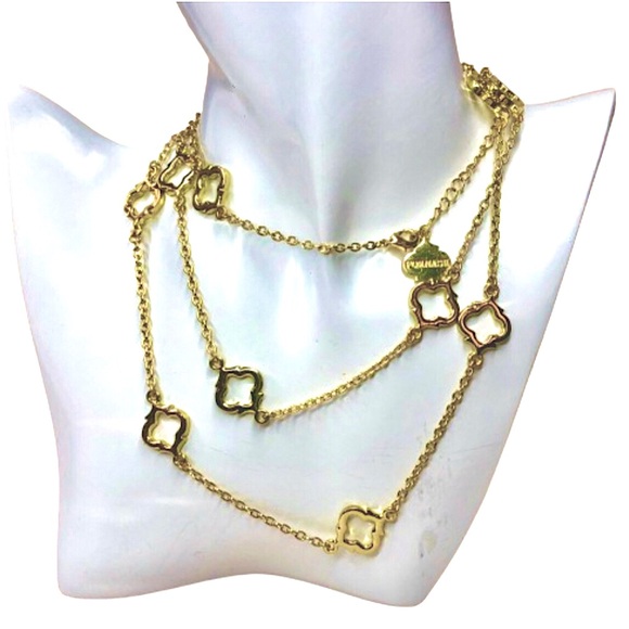 FORNASH Quatrefoil Gold Tone Necklace with lobster claw clasp 42 inches long - Picture 2 of 12